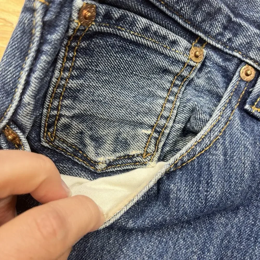 Levis Jeans 501 Original Button Fly Straight Leg Denim Mens 40X34 (38X33)
